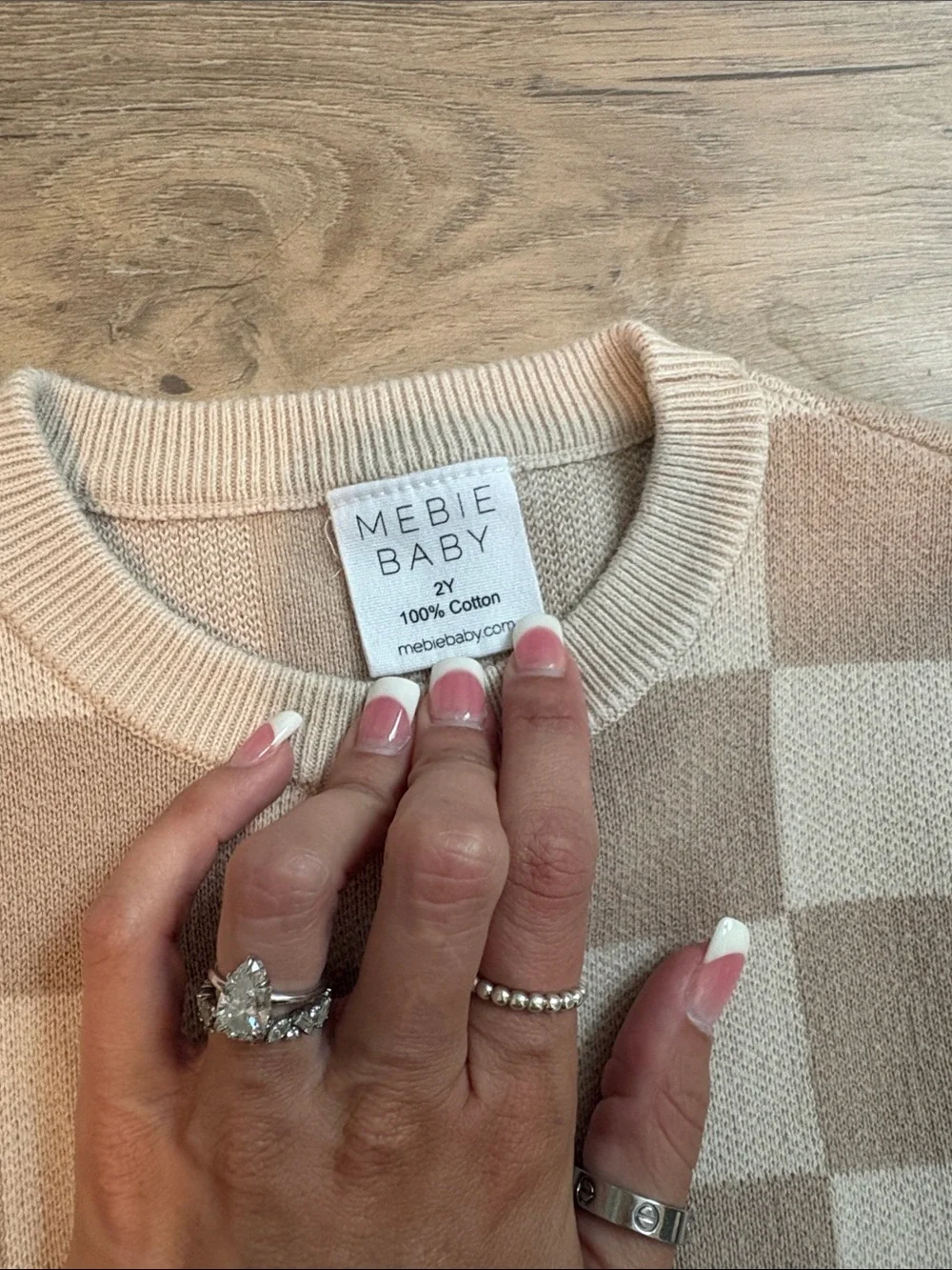 Mebie Baby Beige Check Kids Matching Set